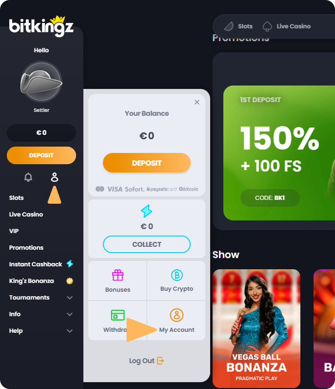 Fifth step in registration process on Bitkingz casino Player_Profile