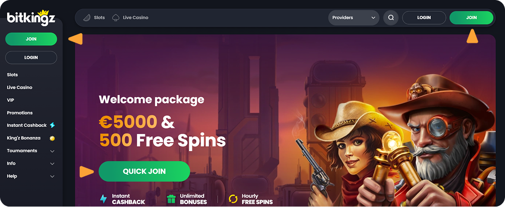 Second step in registration process on Bitkingz casino Join Bitkingz