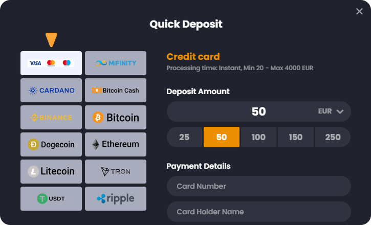 Hvordan sette inn med Ezeewallet Innskudd med kredittkort